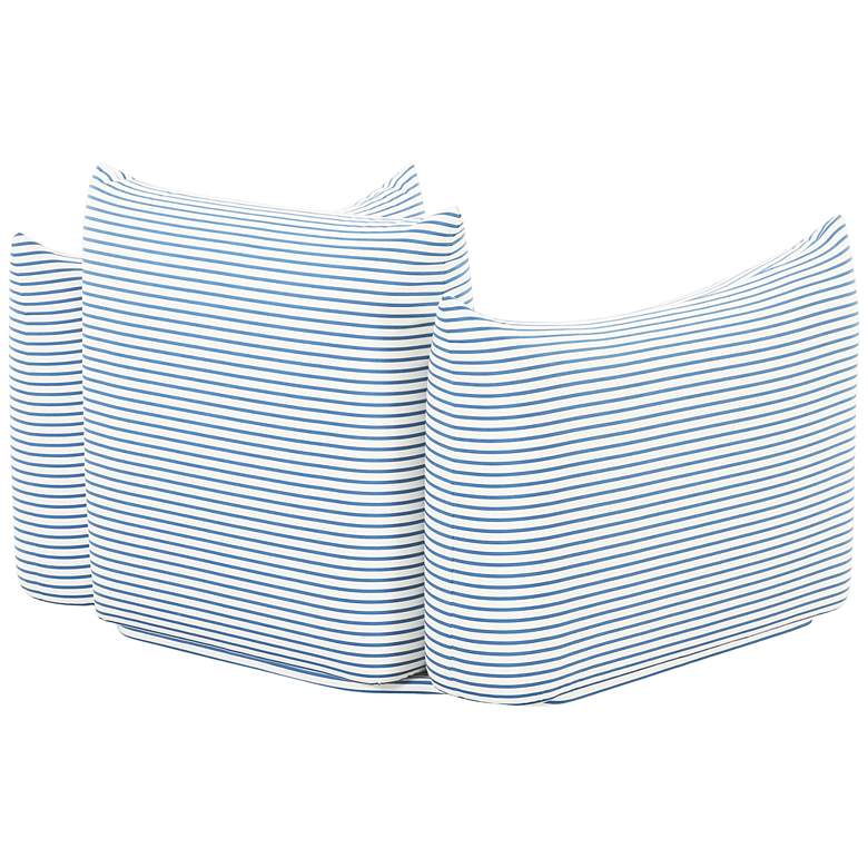Image 4 Saint Tropez Pearl and Blue Striped Stuffed Outdoor Armchair more views