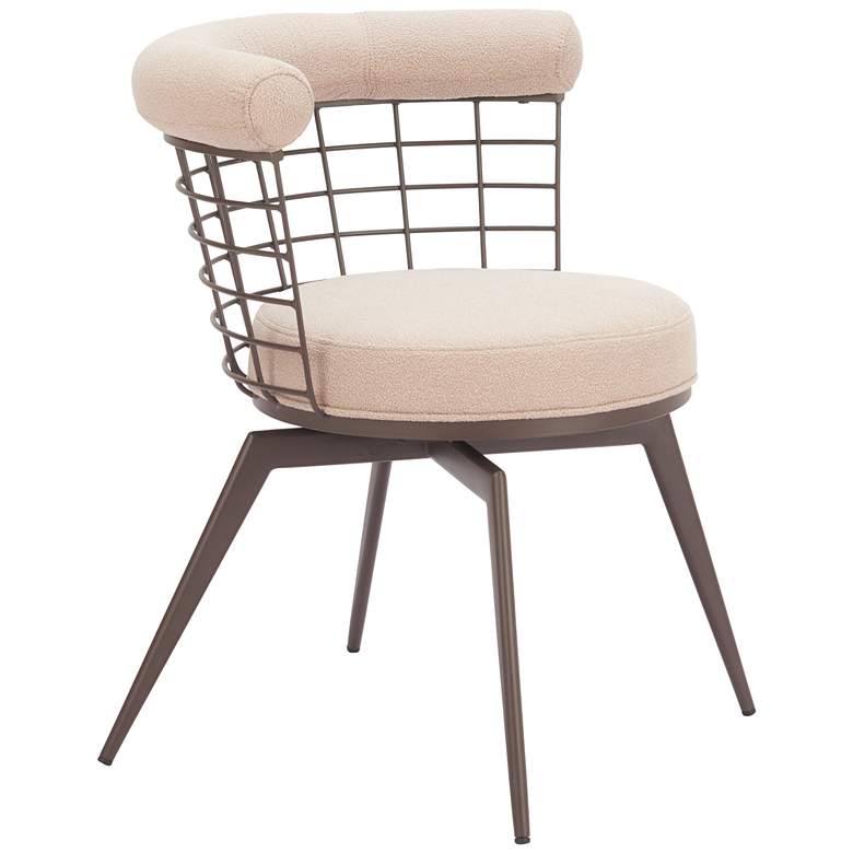 Image 1 Saku Swivel Dining Chair Beige & Brown