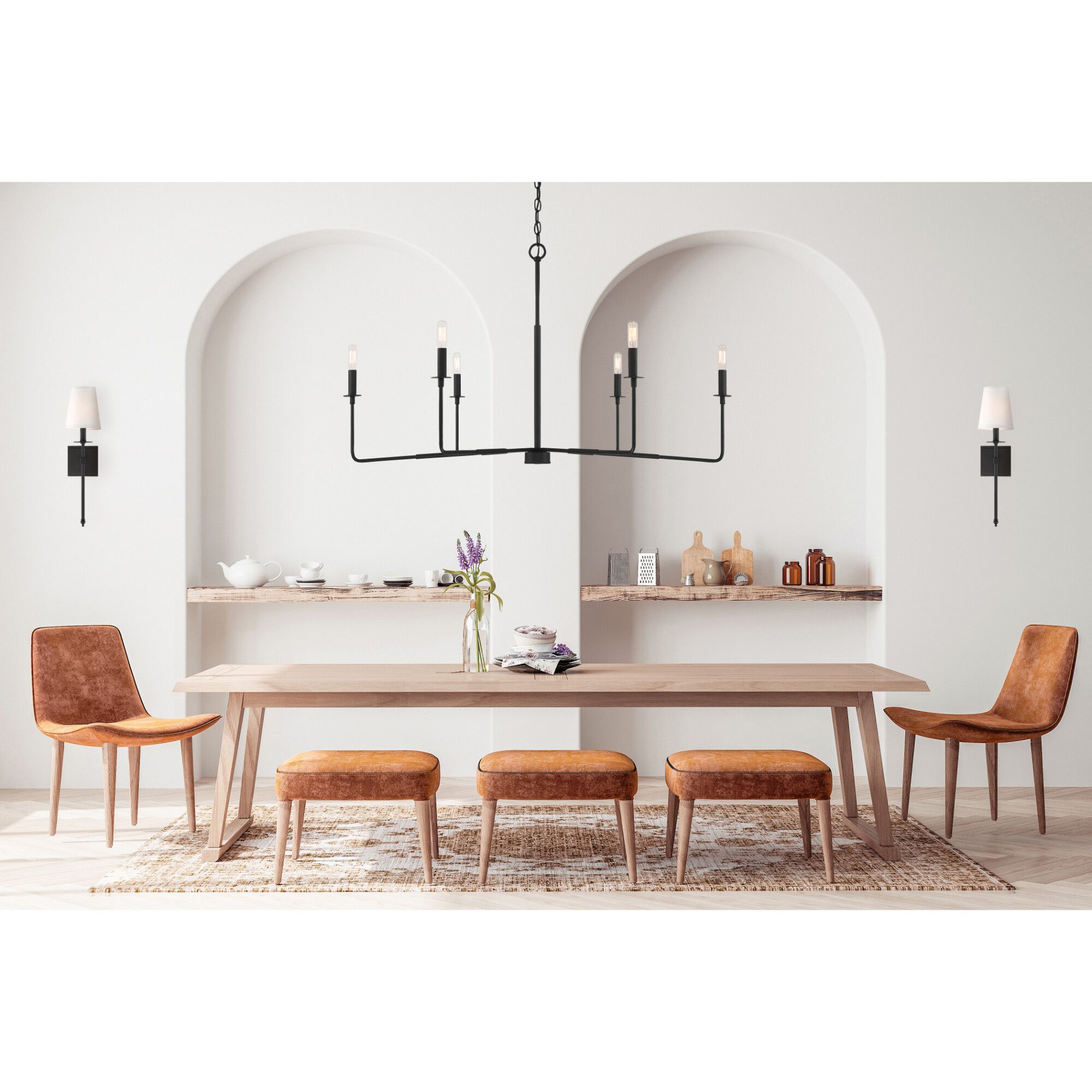 Image 7 Salerno 6-Light Chandelier in Matte Black more views