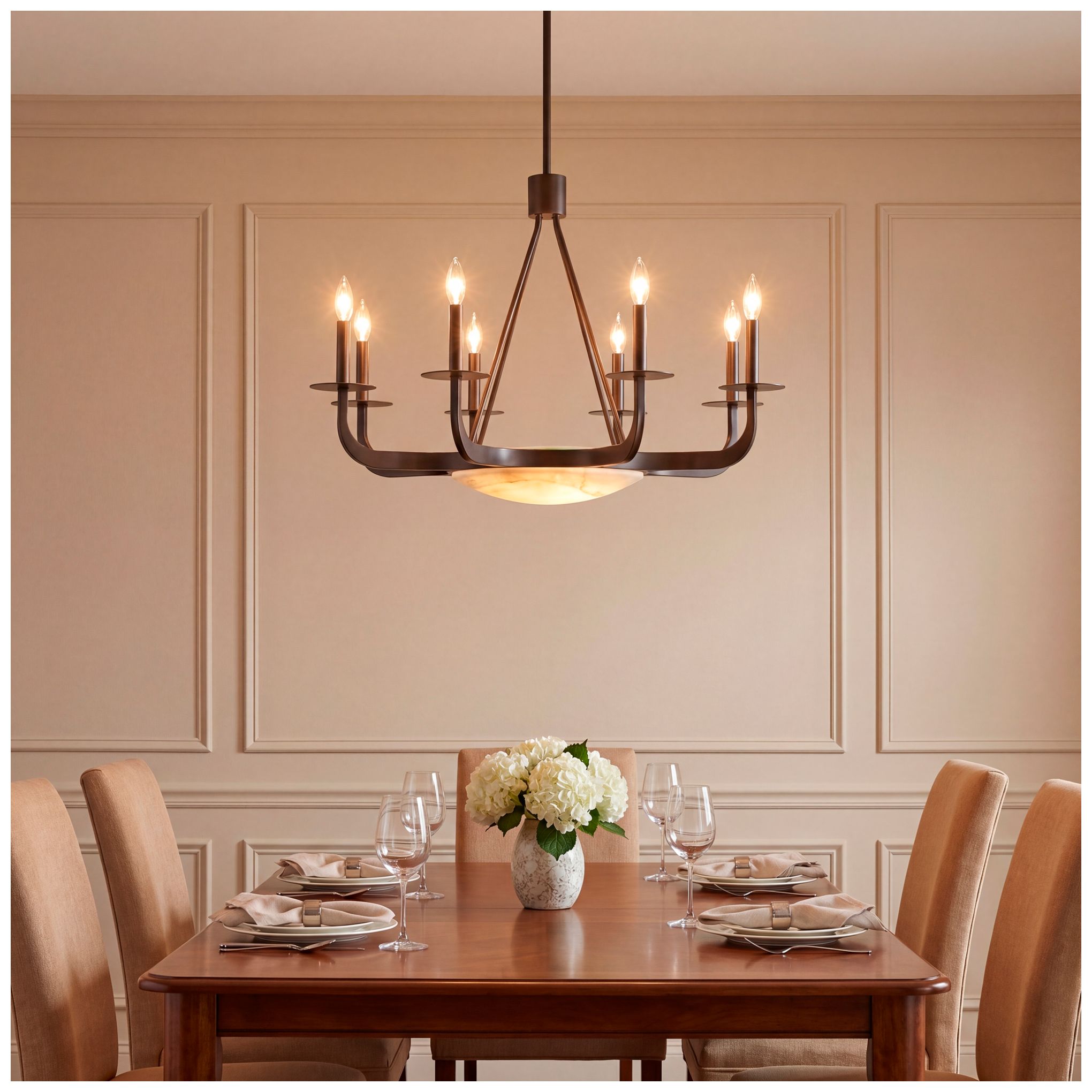 Salford 9-Light Chandelier in Mediterranean Bronze by Dann Foley