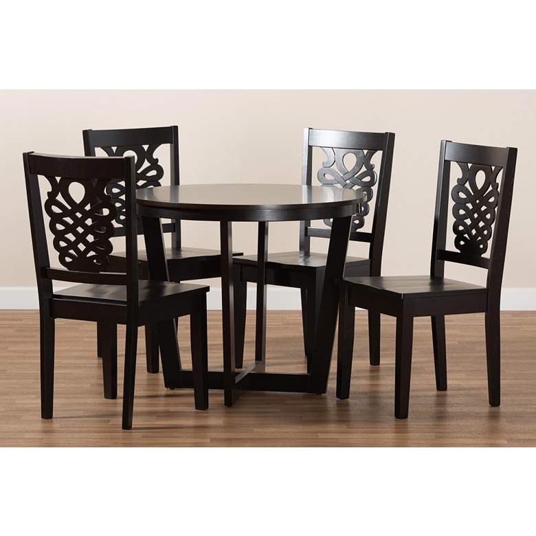 Image 7 Salida Dark Brown Wood 5-Piece Dining Table and Chair Set more views