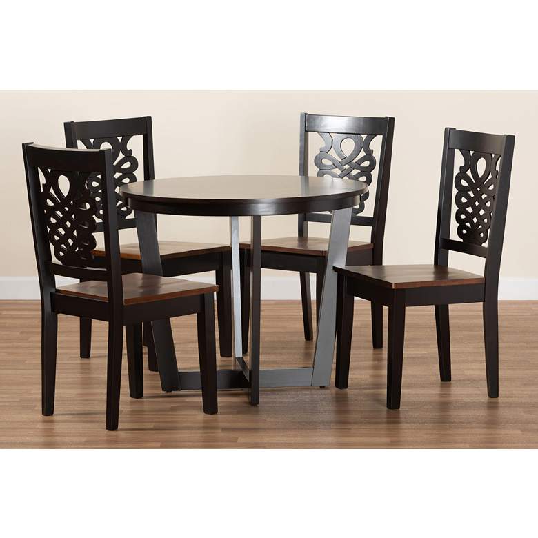 Image 7 Salida Two-Tone Brown 5-Piece Dining Table and Chair Set more views