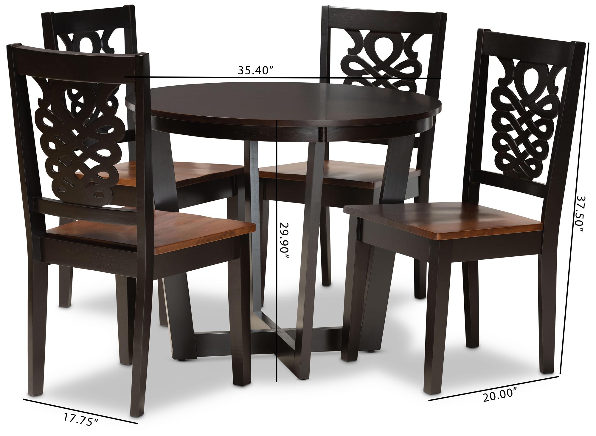 Salida Two-Tone Brown 5-Piece Dining Table and Chair Set