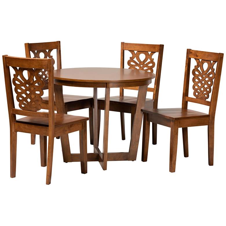 Image 1 Salida Walnut Brown Wood 5-Piece Dining Table and Chair Set