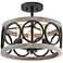 Salima 16" Wide Black and Gray Wood 3-Light Ceiling Light