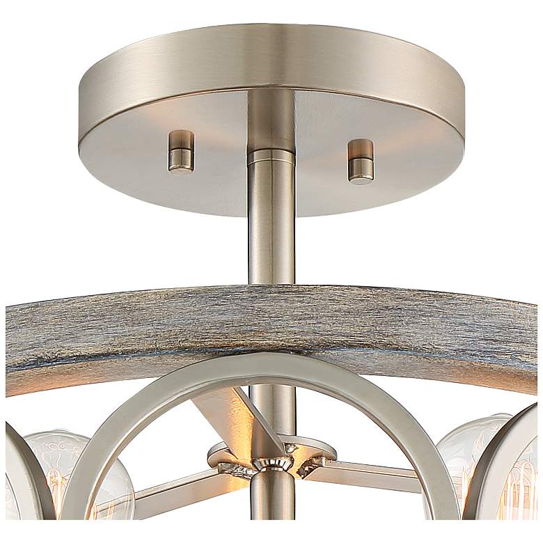 Salima 16&quot; Wide Nickel and Gray Wood 3-Light Ring Ceiling Light more views
