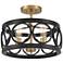 Salima 16" Wide Semi Gloss Black Gold 3-Light Ceiling Light