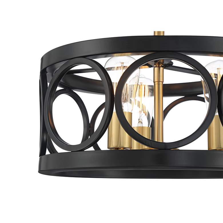 Salima 16 inch Wide Semi Gloss Black Gold 3-Light Ceiling Light more views