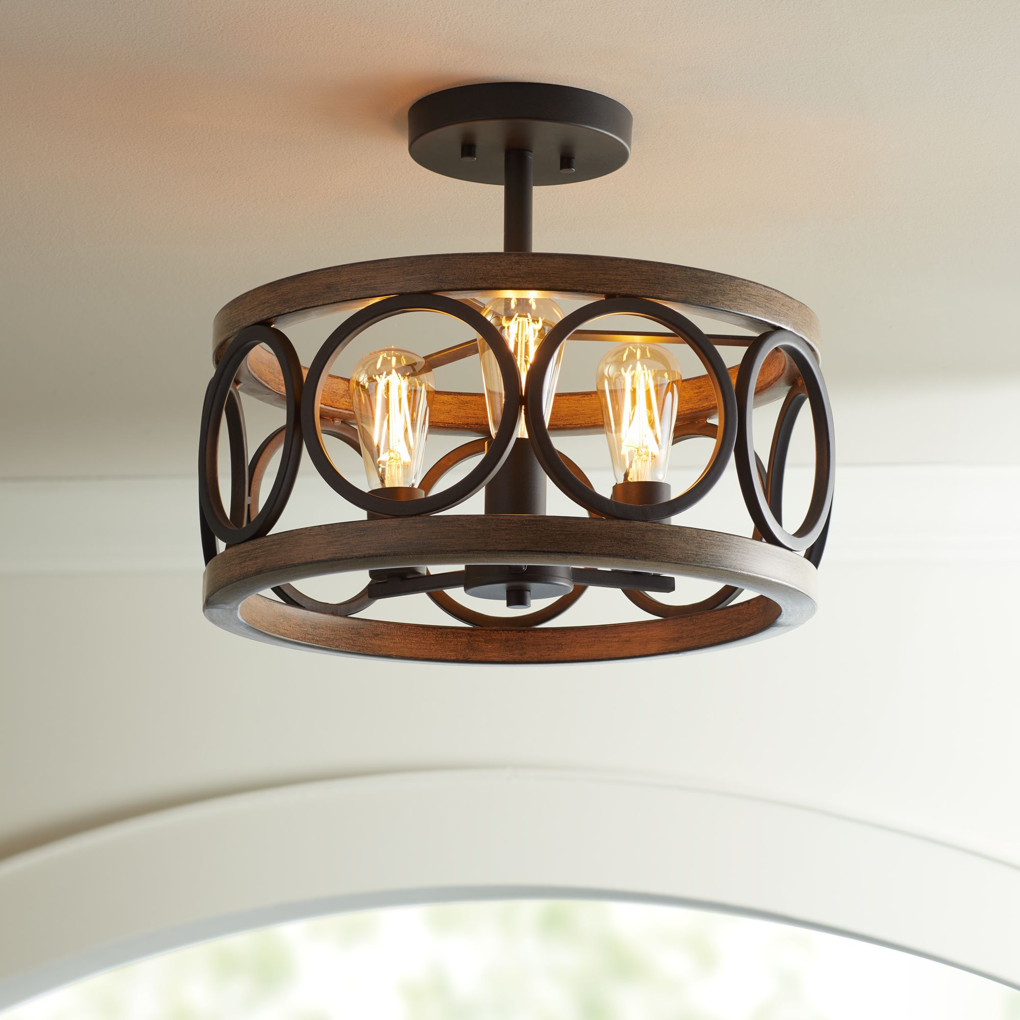 wood semi flush mount