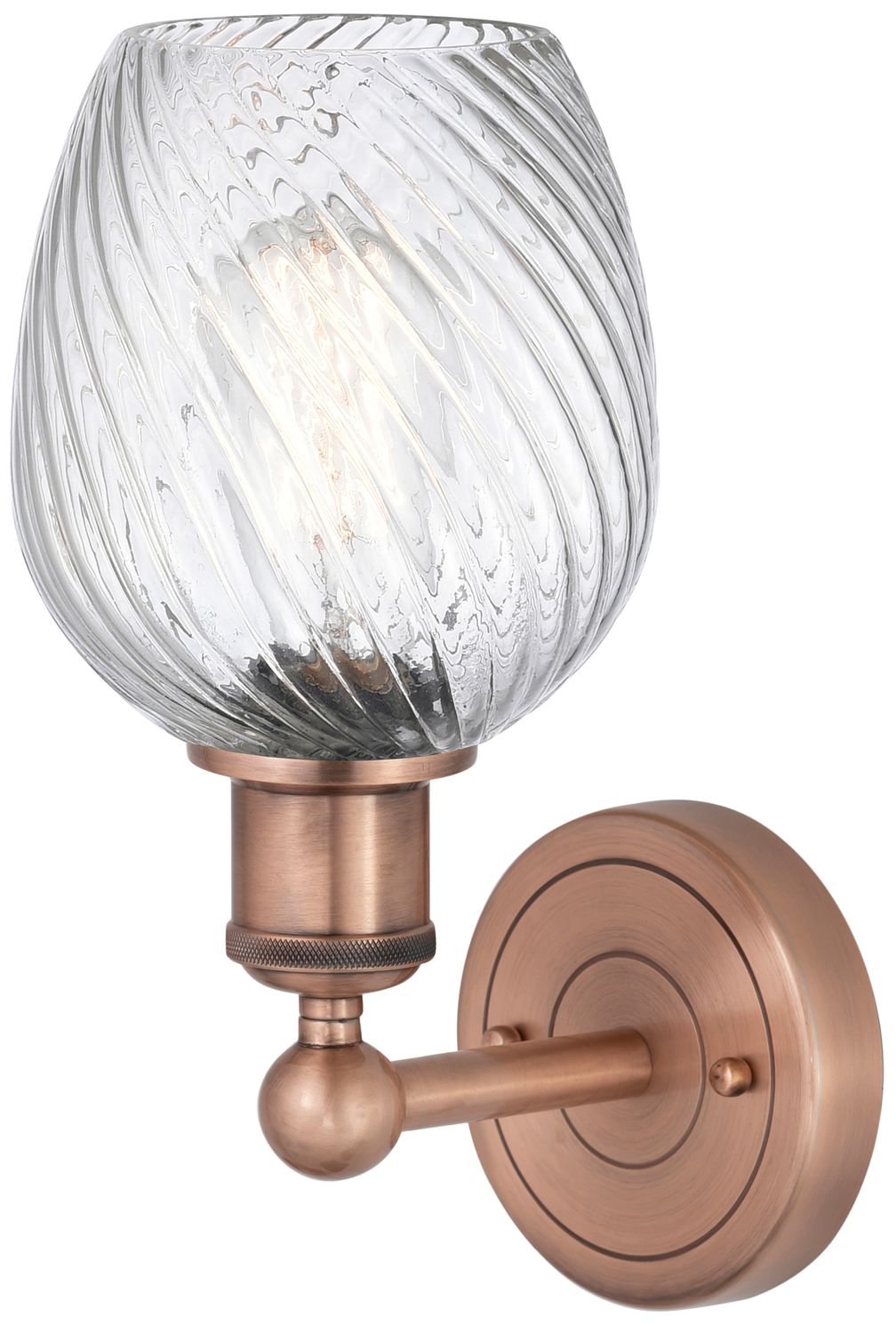 Image 2 Salina 11.5"High Antique Copper Sconce With Clear Spiral Fluted Shade more views