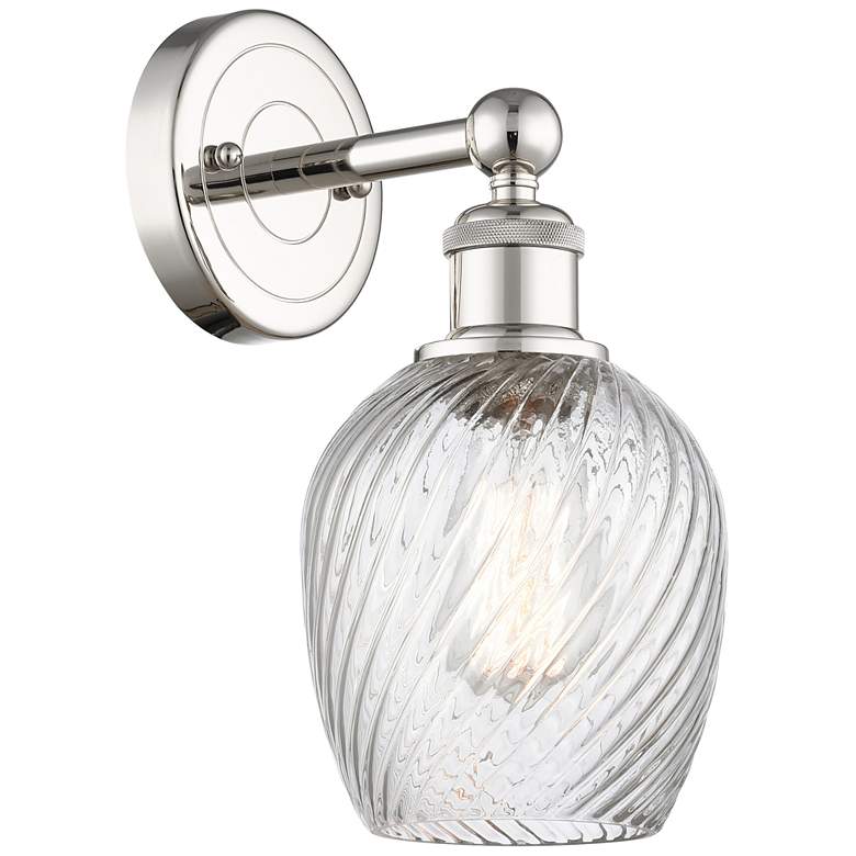 Image 1 Salina 11.5"High Polished Nickel Sconce With Clear Spiral Fluted Shade