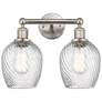Salina 14" 2-Light Brushed Satin Nickel Bath Light w/ Spiral Fluted Sh