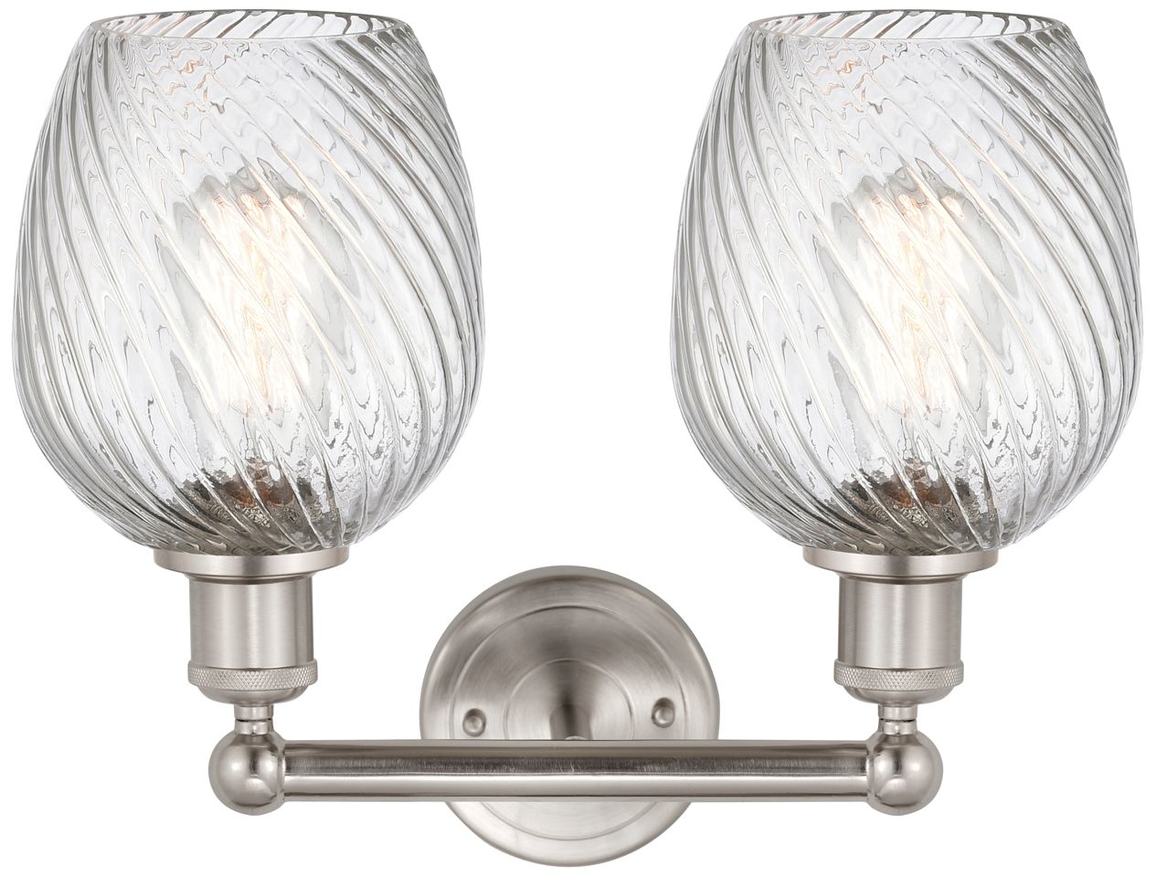 Image 2 Salina 14" 2-Light Brushed Satin Nickel Bath Light w/ Spiral Fluted Sh more views