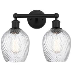 Salina 14" 2-Light Matte Black Bath Light w/ Spiral Fluted Shade