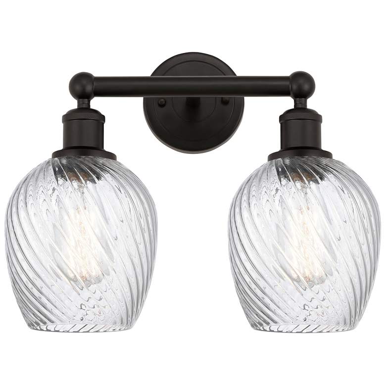 Image 1 Salina 14" 2-Light Oil Rubbed Bronze Bath Light w/ Spiral Fluted Shade