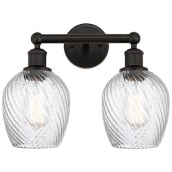 Salina 14" 2-Light Oil Rubbed Bronze Bath Light w/ Spiral Fluted Shade