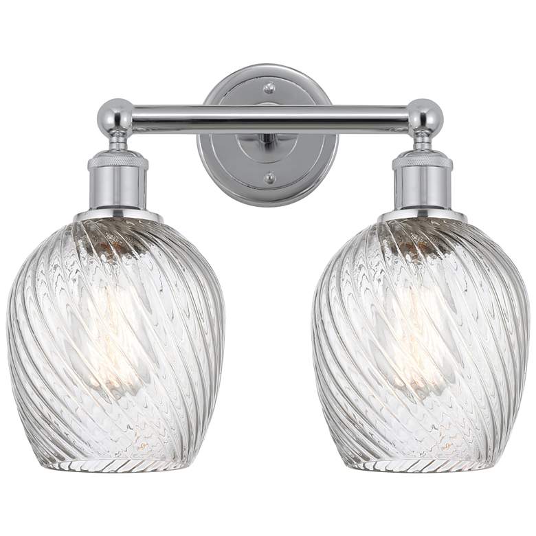 Image 1 Salina 14" 2-Light Polished Chrome Bath Light w/ Spiral Fluted Shade