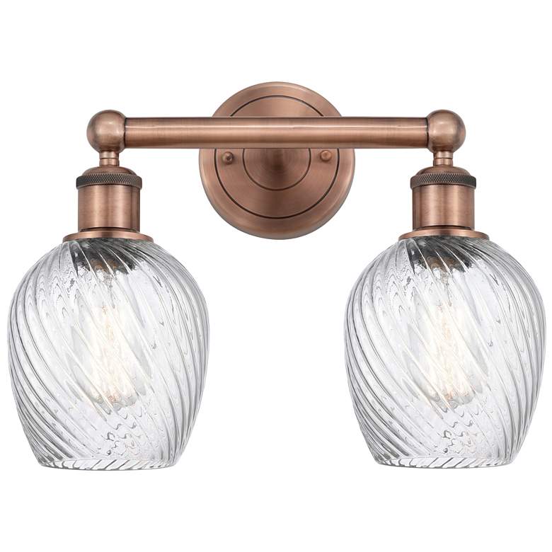 Image 1 Salina 14"W 2 Light Antique Copper Bath Light With Spiral Fluted Shade