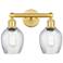 Salina 14"W 2 Light Satin Gold Bath Light With Clear Spiral Fluted Sha