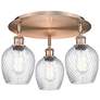 Salina 16.75"W 3 Light Copper Flush Mount w/ Spiral Fluted Glass Shade