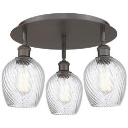 Salina 16.75"W 3 Light Oil Rubbed Bronze Flush Mount w/ Spiral Fluted
