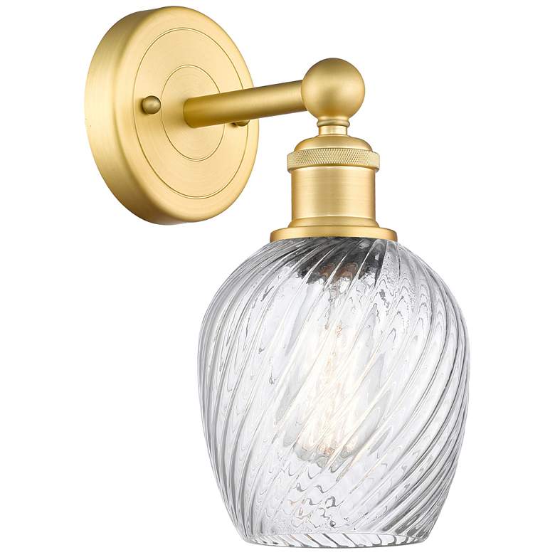 Image 1 Salina 2.2" High Satin Gold Sconce With Spiral Fluted Shade