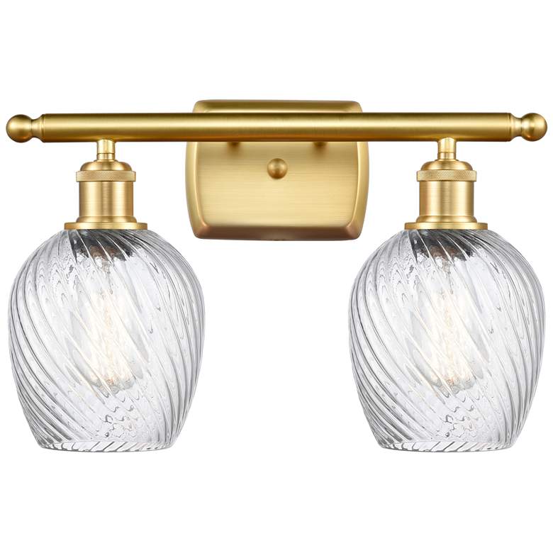 Image 1 Salina 2 Light 16" LED Bath Light - Satin Gold - Clear Spiral Fluted S