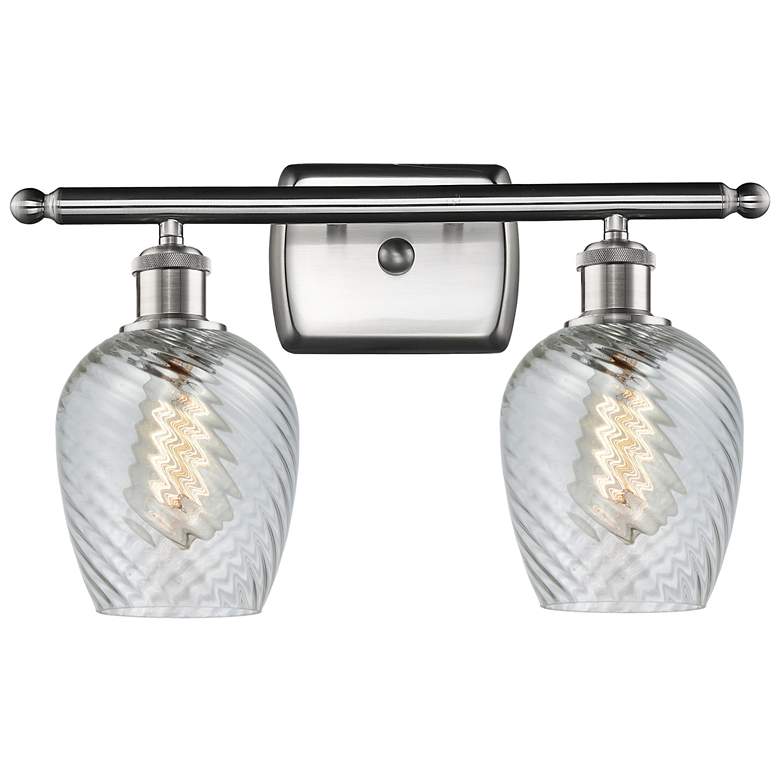 Image 1 Salina 2 Light 16" LED Bath Light - Satin Nickel - Clear Spiral Fluted