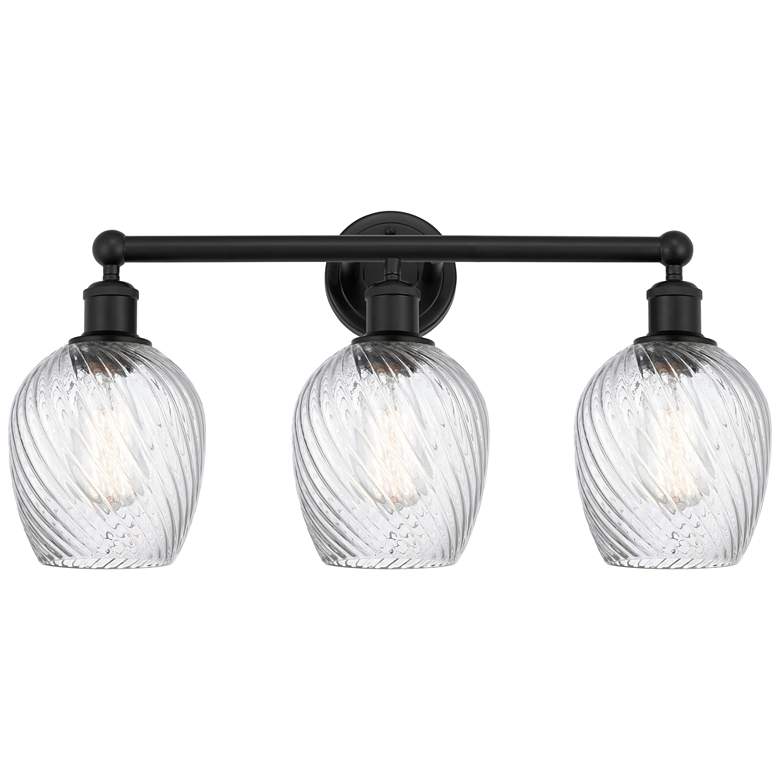 Image 1 Salina 23" 3-Light Matte Black Bath Light w/ Spiral Fluted Shade