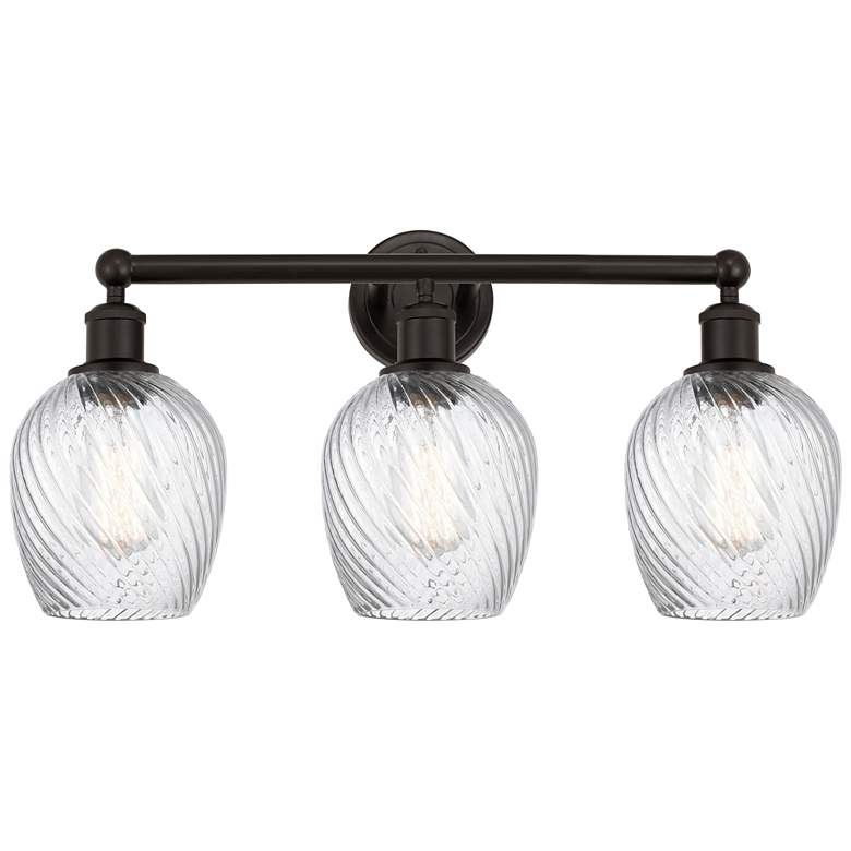 Image 1 Salina 23" 3-Light Oil Rubbed Bronze Bath Light w/ Spiral Fluted Shade