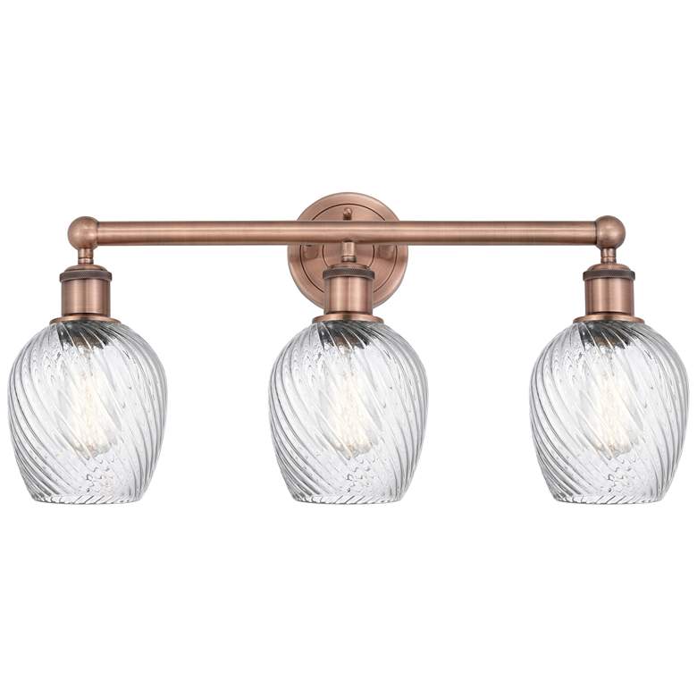 Image 1 Salina 23"W 3 Light Antique Copper Bath Light With Spiral Fluted Shade