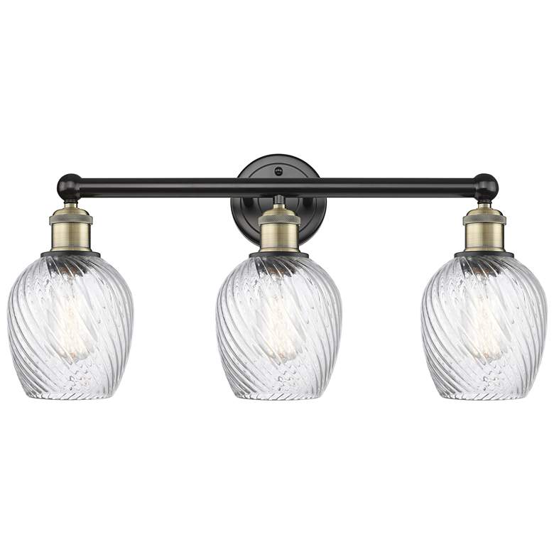 Image 1 Salina 23"W 3 Light Black Antique Brass Bath Light With Spiral Fluted