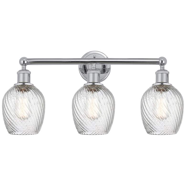 Image 1 Salina 23"W 3 Light Polished Chrome Bath Light w/ Spiral Fluted Shade