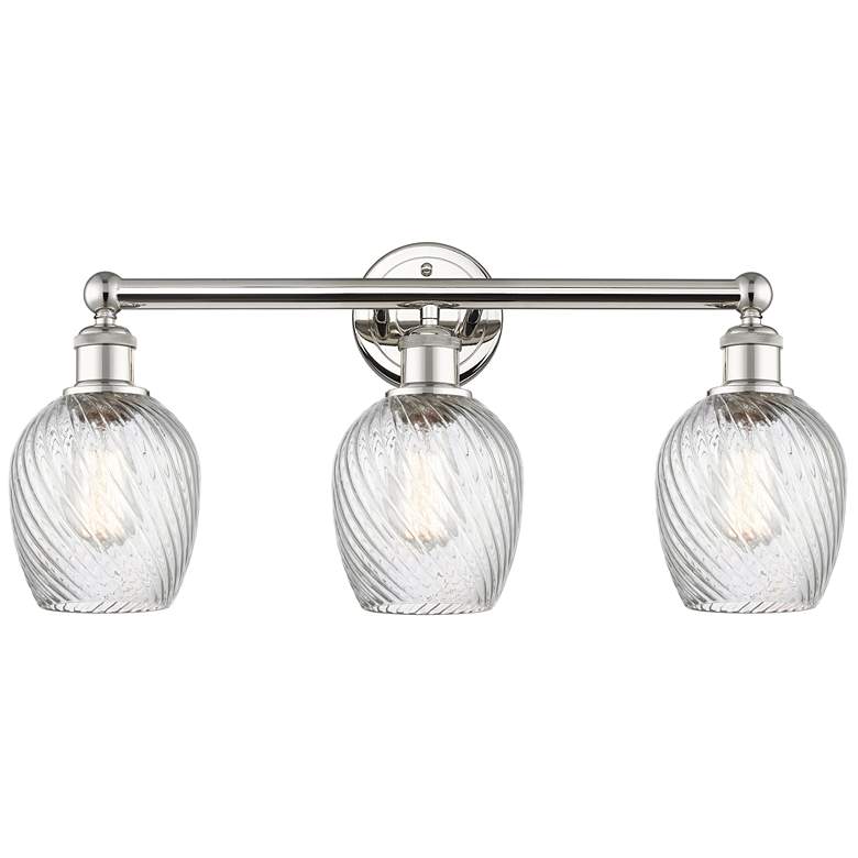 Image 1 Salina 23"W 3 Light Polished Nickel Bath Light With Spiral Fluted Shad