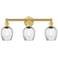 Salina 23"W 3 Light Satin Gold Bath Light With Clear Spiral Fluted Sha
