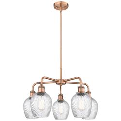 Salina 23&quot;W 5 Light Copper Stem Hung Chandelier With Spiral Fluted Sha