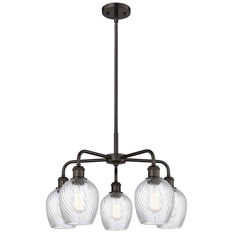 Image 1 Salina 23"W 5 Light Oil Rubbed Bronze Stem Chandelier w/ Fluted Shade