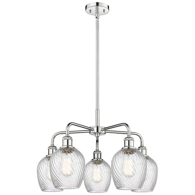 Image 1 Salina 23"W 5 Light Polished Chrome Stem Chandelier w/ Spiral Fluted S