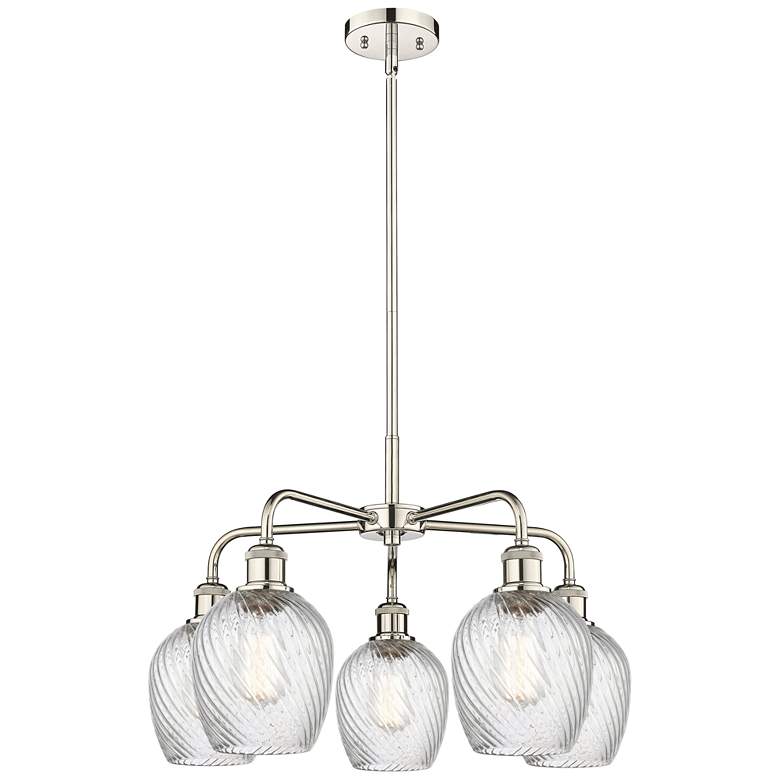 Image 1 Salina 23"W 5 Light Polished Nickel Stem Chandelier w/ Spiral Fluted S