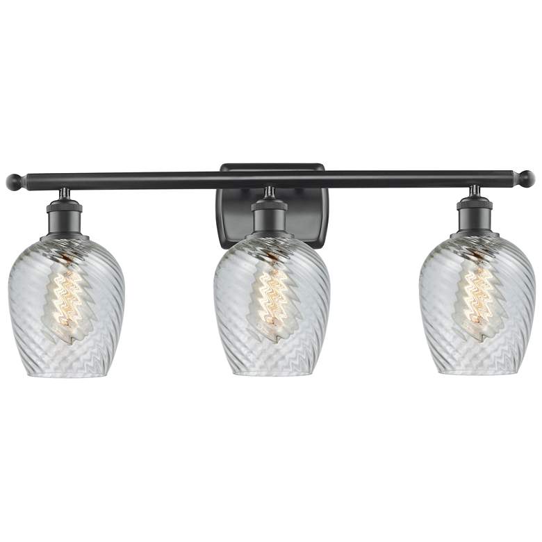 Image 1 Salina 3 Light 26" LED Bath Light - Matte Black - Clear Spiral Fluted