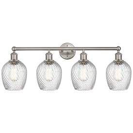 Image1 of Salina 32" 4-Light Brushed Satin Nickel Bath Light w/ Spiral Fluted Sh