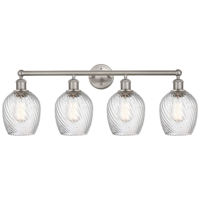 Image 1 Salina 32" 4-Light Brushed Satin Nickel Bath Light w/ Spiral Fluted Sh