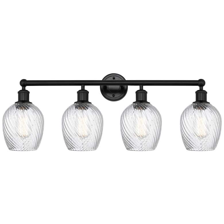Image 1 Salina 32" 4-Light Matte Black Bath Light w/ Spiral Fluted Shade