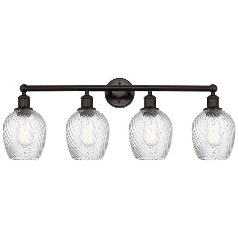 Image 1 Salina 32" 4-Light Oil Rubbed Bronze Bath Light w/ Spiral Fluted Shade