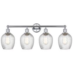 Salina 32" 4-Light Polished Chrome Bath Light w/ Spiral Fluted Shade