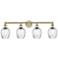 Salina 32"W 4 Light Antique Brass Bath Light With Clear Spiral Fluted