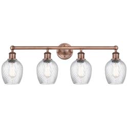 Salina 32&quot;W 4 Light Antique Copper Bath Light With Spiral Fluted Shade
