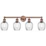 Salina 32"W 4 Light Antique Copper Bath Light With Spiral Fluted Shade
