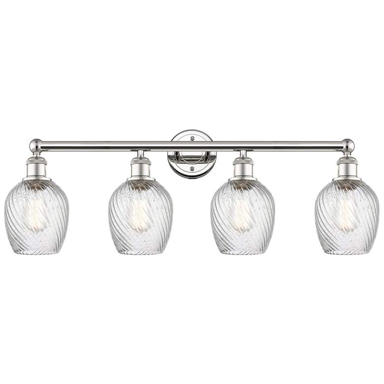 Image 1 Salina 32"W 4 Light Polished Nickel Bath Light With Spiral Fluted Shad