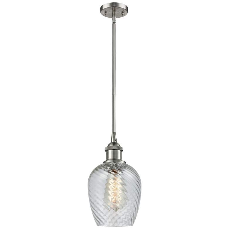 Image 1 Salina 5" LED Mini Pendant - Brushed Satin Nickel - Clear Spiral Flute
